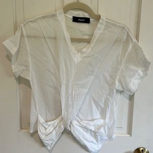 Pomelo white sheer short sleeve blouse